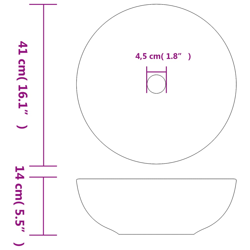 Opzetwasbak rond Φ41x14 cm keramiek meerkleurig Bruin en zwart