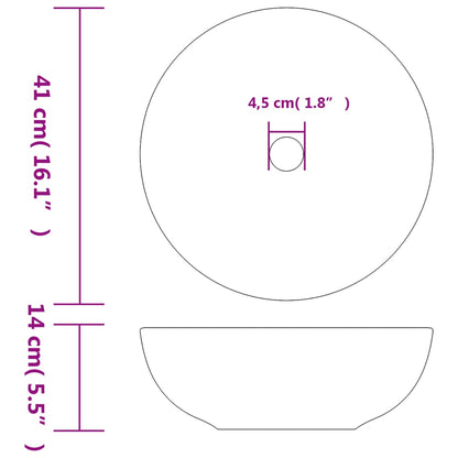 Opzetwasbak rond Φ41x14 cm keramiek meerkleurig Bruin en zwart
