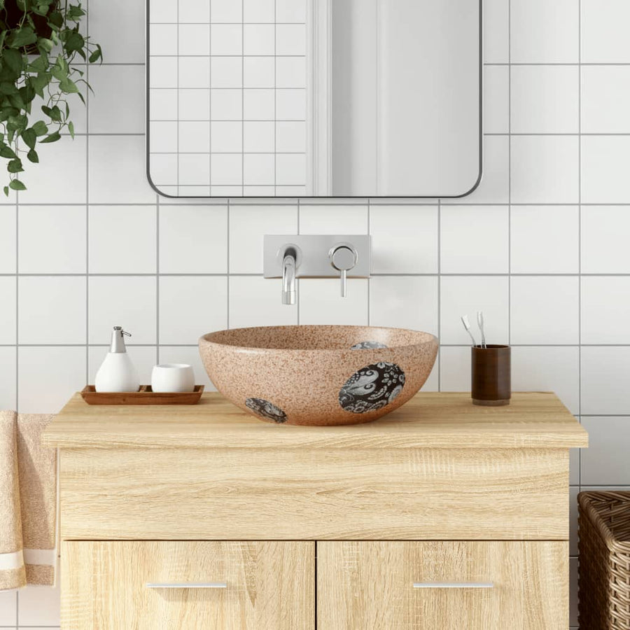 Opzetwasbak Rond Φ41X14 Cm Keramiek Zwart En Blauw
