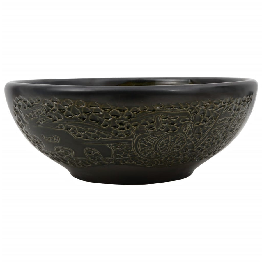 Opzetwasbak Rond Φ41X14 Cm Keramiek Zwart