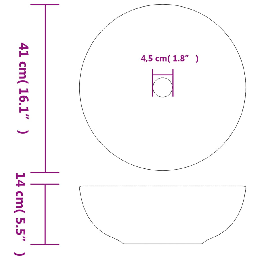 Opzetwasbak Rond Φ41X14 Cm Keramiek Zwart