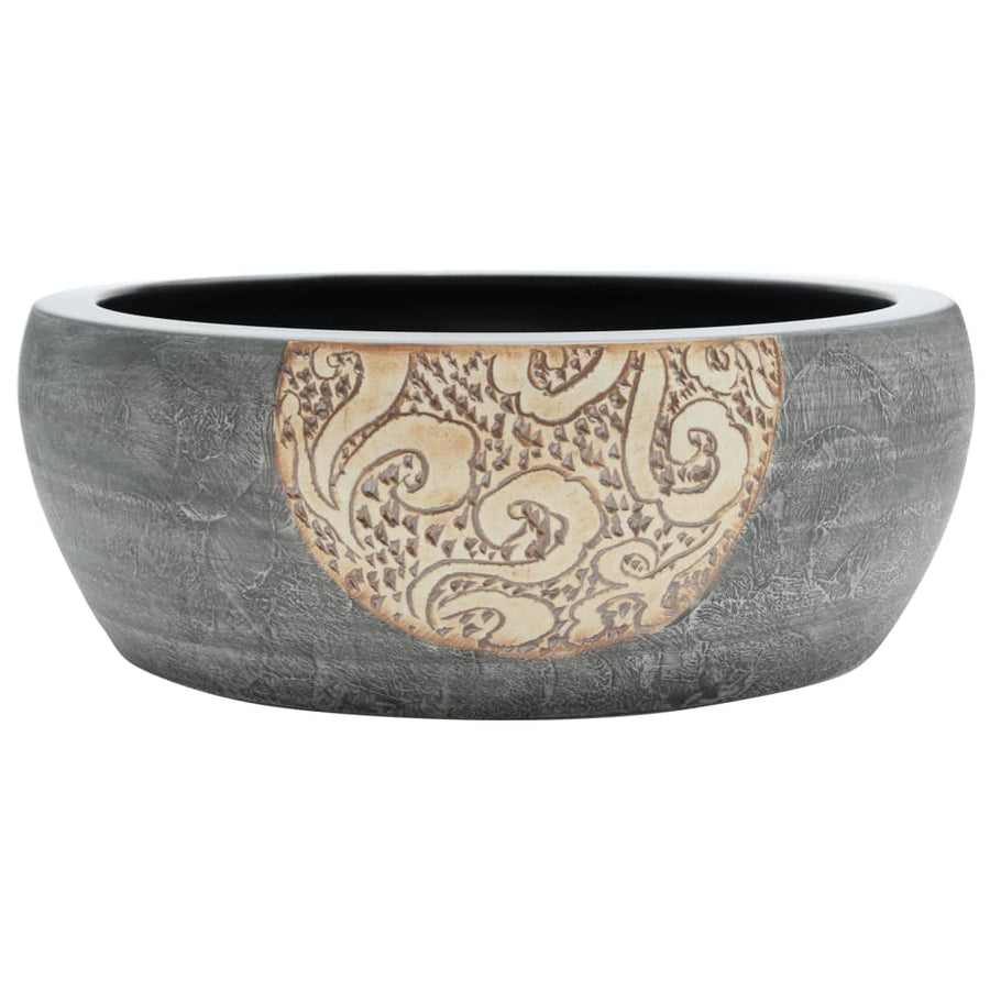 Opzetwasbak rond Φ41x14 cm keramiek zwart en bruin Zwart en bruin