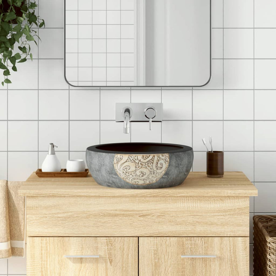 Opzetwasbak Rond Φ41X14 Cm Keramiek Zwart En Blauw
