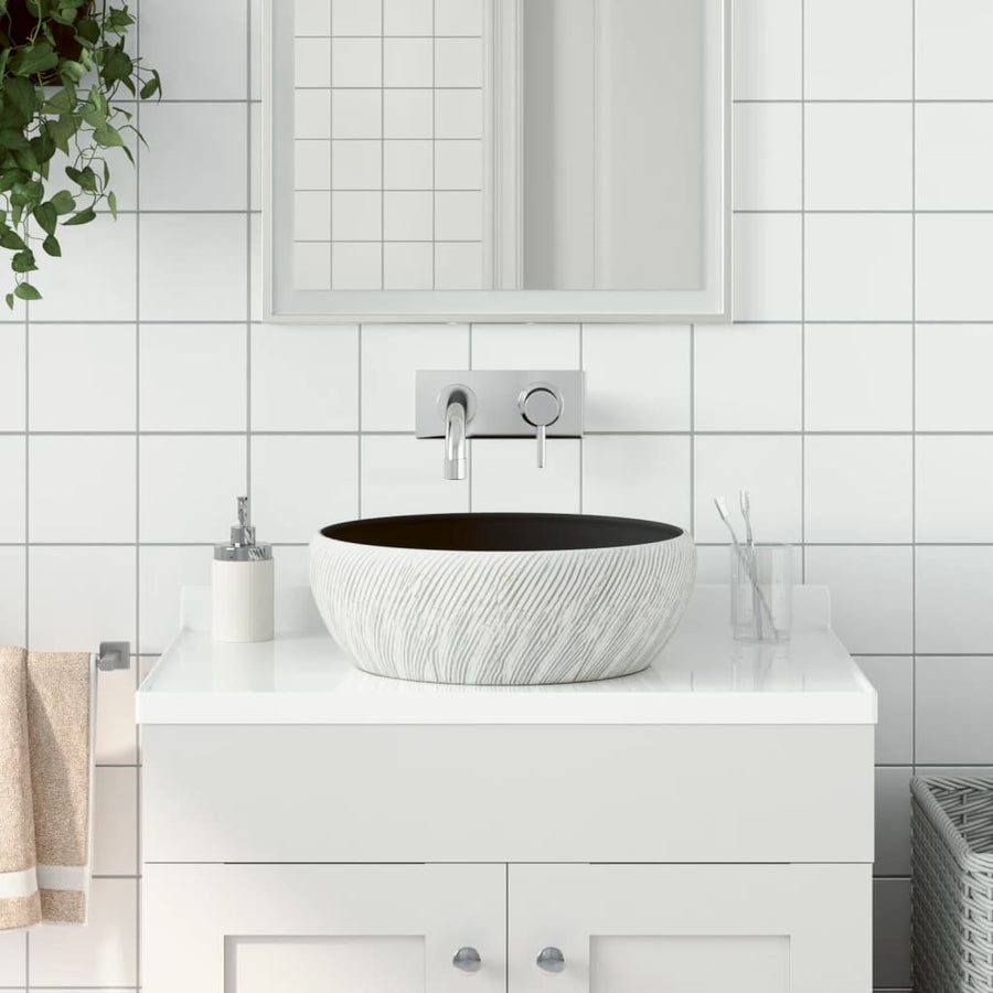 Opzetwasbak Rond Φ41X14 Cm Keramiek Zwart En Blauw
