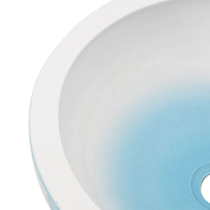 Opzetwasbak rond Φ41x14 cm keramiek wit en blauw lichtblauw