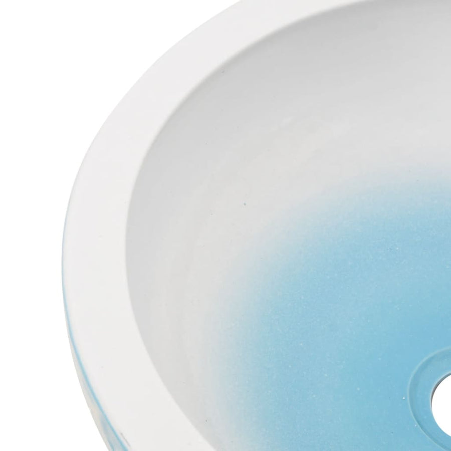 Opzetwasbak rond Φ41x14 cm keramiek wit en blauw lichtblauw