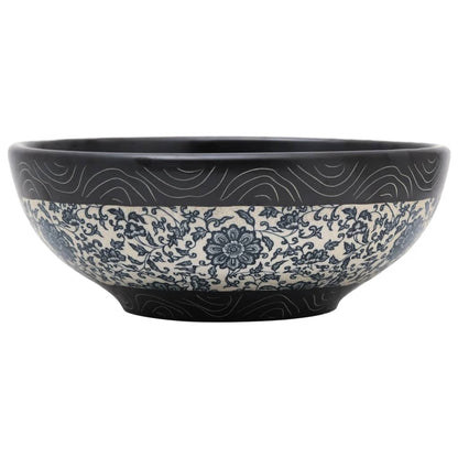 Opzetwasbak rond Φ41x14 cm keramiek zwart en blauw Zwart en blauw