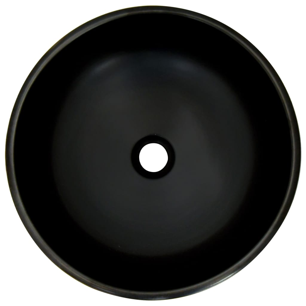 Opzetwasbak rond Φ41x14 cm keramiek zwart en blauw Zwart en blauw