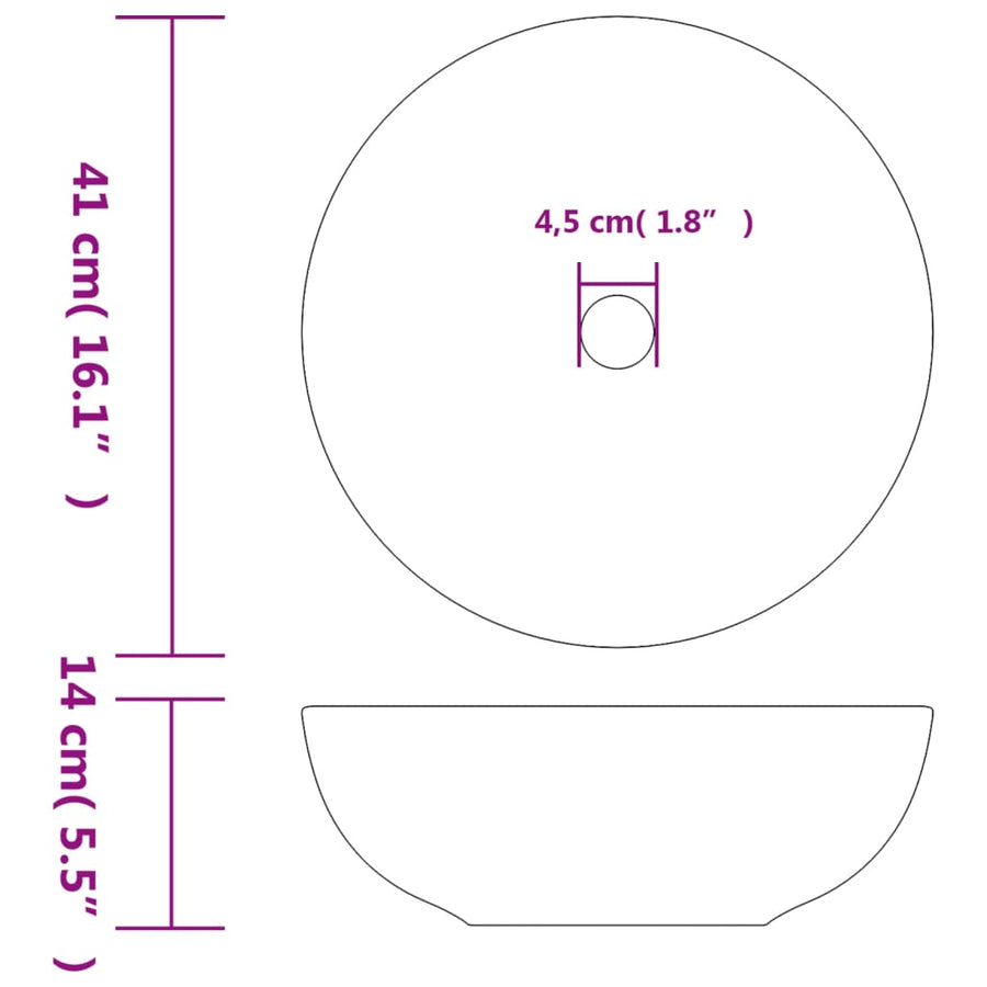 Opzetwasbak rond Φ41x14 cm keramiek zwart en blauw Zwart en blauw