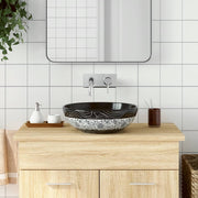 Opzetwasbak rond 41x14 cm keramiek zwart blauw