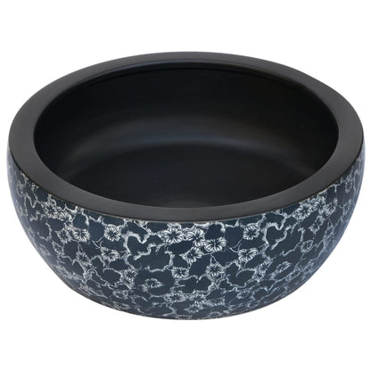 Opzetwasbak Rond Φ41X14 Cm Keramiek Zwart En Blauw Donkerblauw