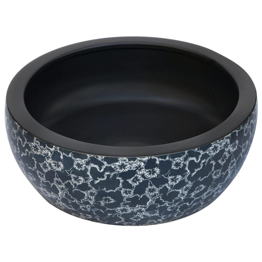 Opzetwasbak Rond Φ41X14 Cm Keramiek Zwart En Blauw