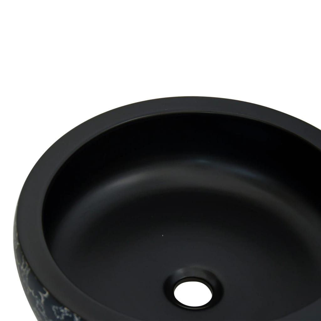 Opzetwasbak Rond Φ41X14 Cm Keramiek Zwart En Blauw Donkerblauw