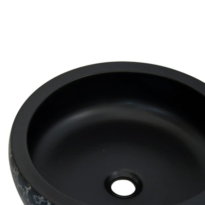 Opzetwasbak Rond Φ41X14 Cm Keramiek Zwart En Blauw Donkerblauw