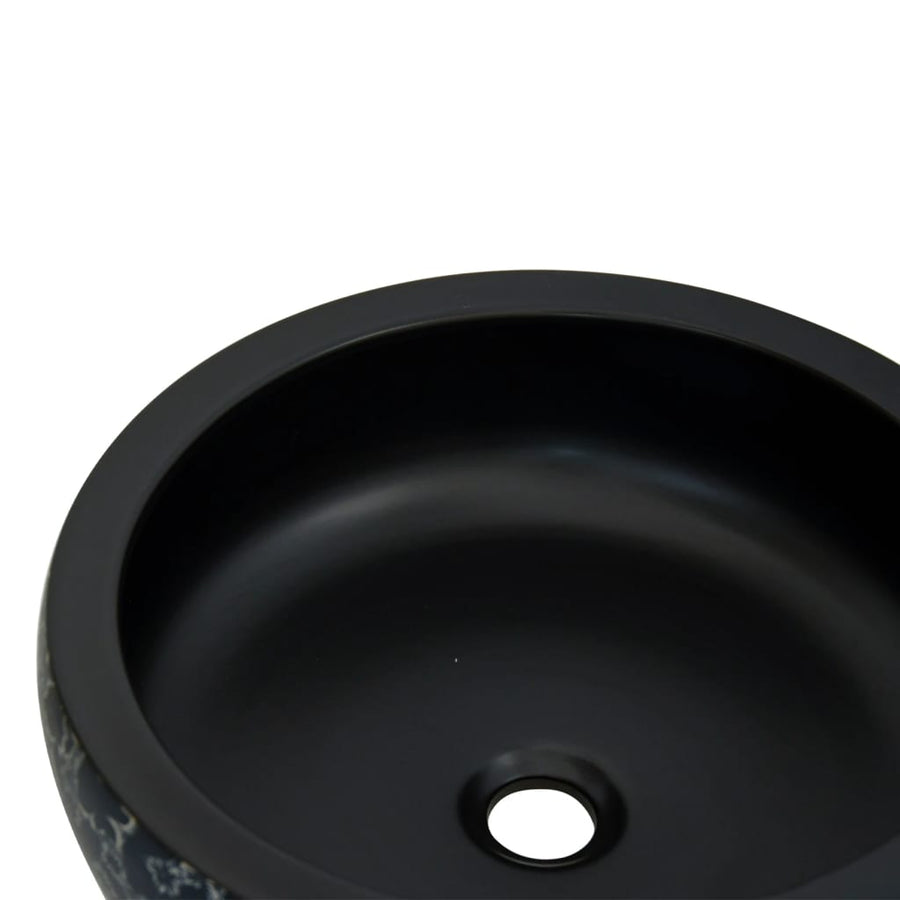 Opzetwasbak Rond Φ41X14 Cm Keramiek Zwart En Blauw