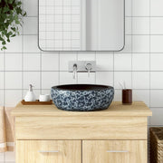 Opzetwasbak rond 41x14 cm keramiek zwart blauw