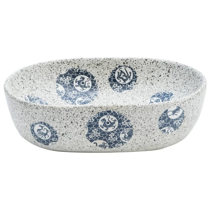 Opzetwasbak ovaal 47x33x13 cm keramiek grijs en blauw 47 x 33 x 13 cm Grijs en blauw