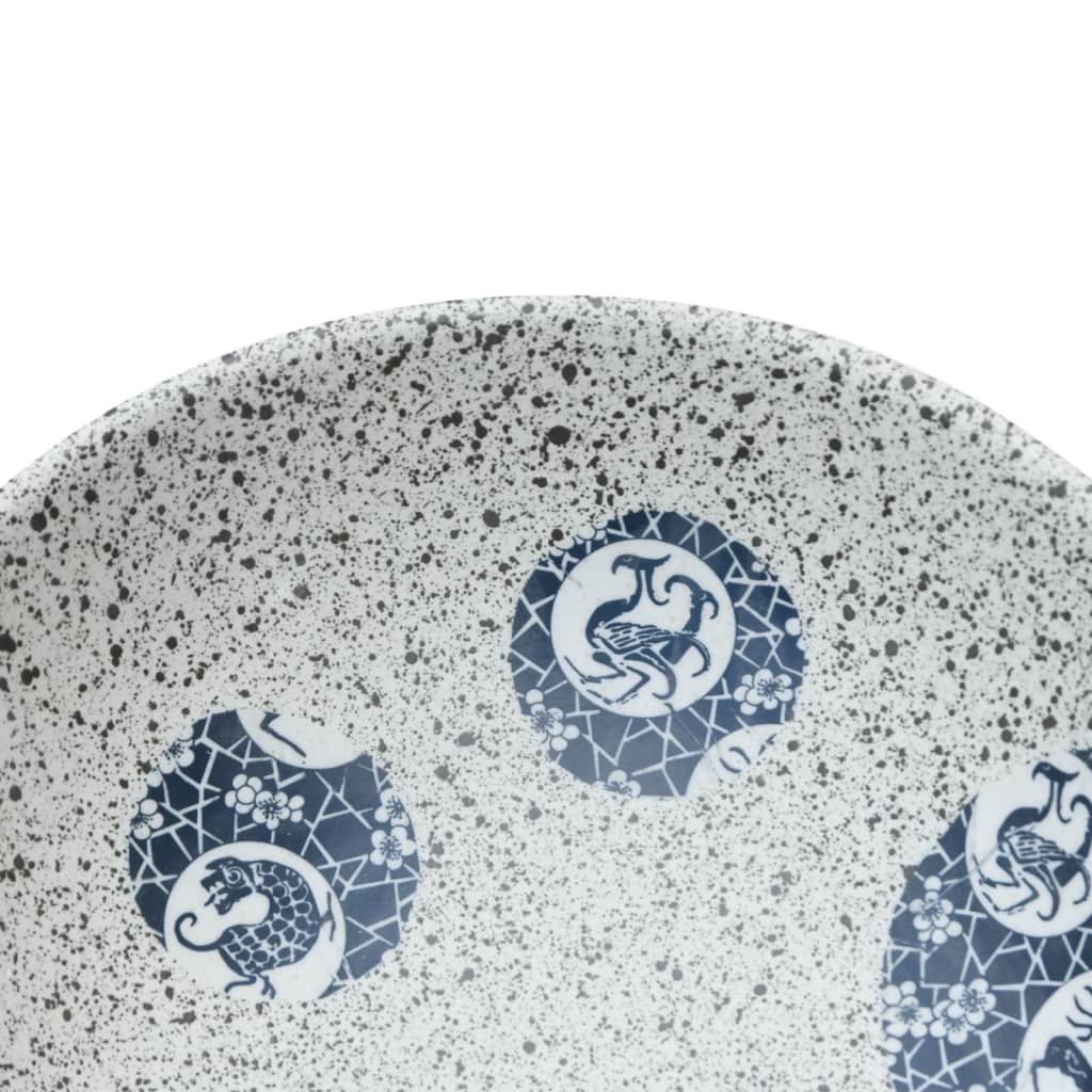 Opzetwasbak ovaal 47x33x13 cm keramiek grijs en blauw 47 x 33 x 13 cm Grijs en blauw