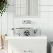 Opzetwasbak ovaal 47x33x13 cm keramiek grijs blauw