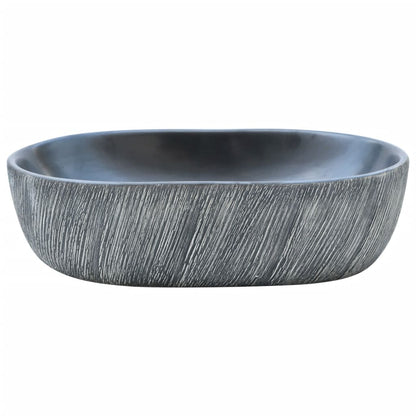 Opzetwasbak ovaal 47x33x13 cm keramiek zwart en grijs 47 x 33 x 13 cm Zwart en grijs
