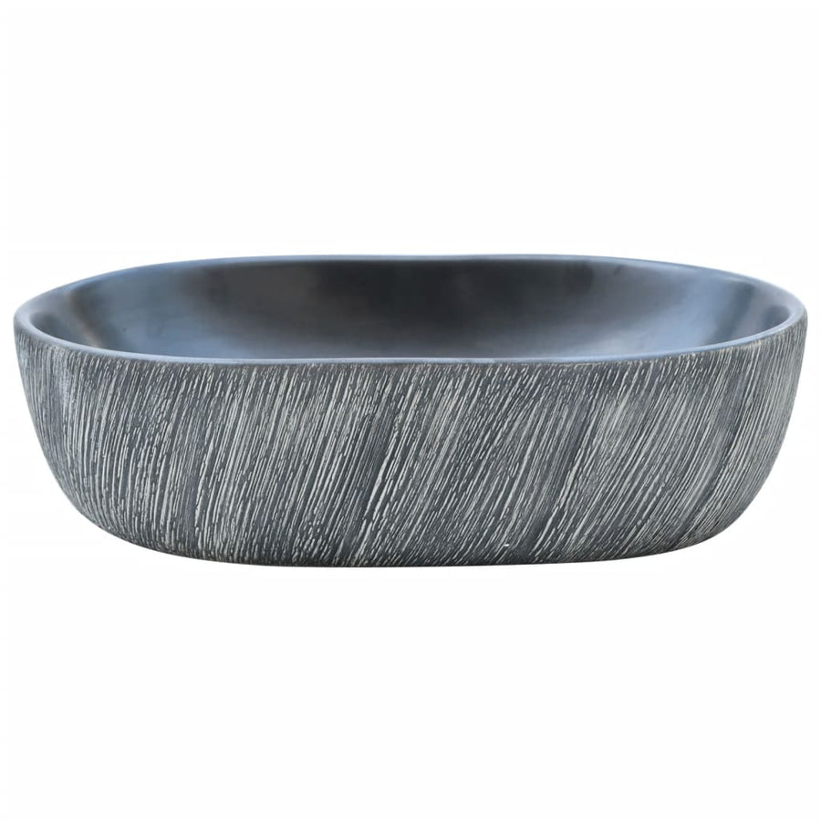 Opzetwasbak ovaal 47x33x13 cm keramiek zwart en grijs 47 x 33 x 13 cm Zwart en grijs