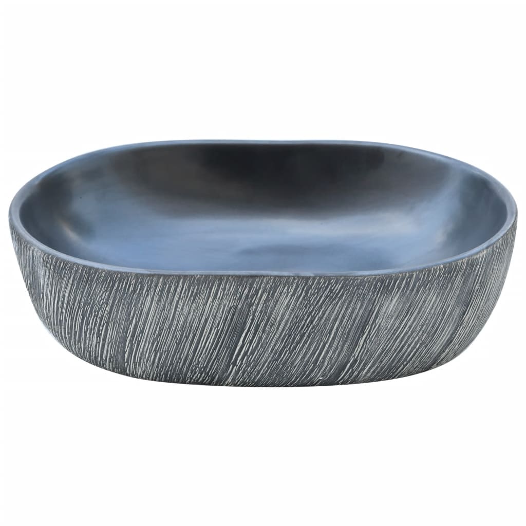 Opzetwasbak ovaal 47x33x13 cm keramiek zwart en grijs 47 x 33 x 13 cm Zwart en grijs