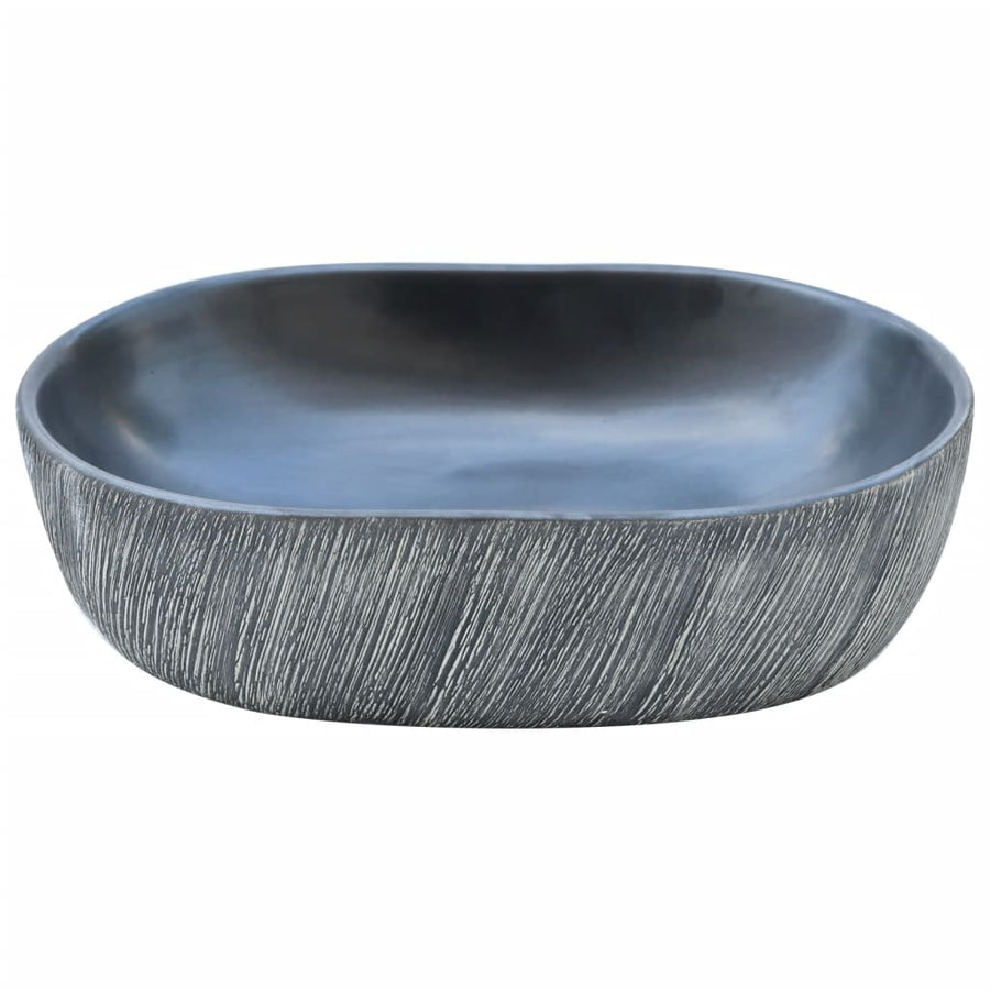 Opzetwasbak ovaal 47x33x13 cm keramiek zwart en grijs 47 x 33 x 13 cm Zwart en grijs