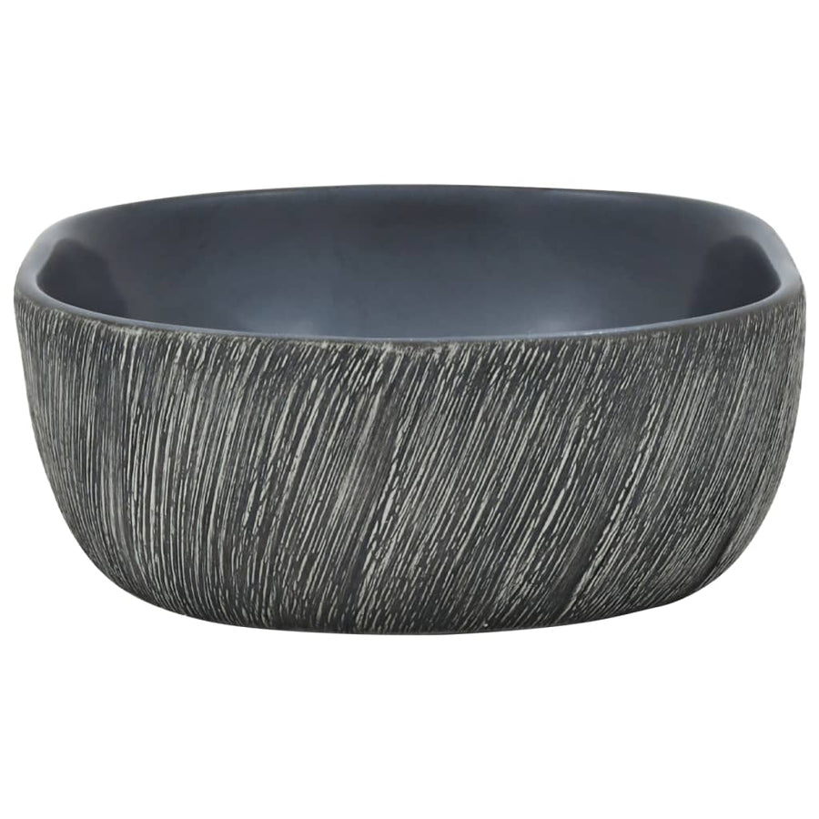 Opzetwasbak ovaal 47x33x13 cm keramiek zwart en grijs 47 x 33 x 13 cm Zwart en grijs