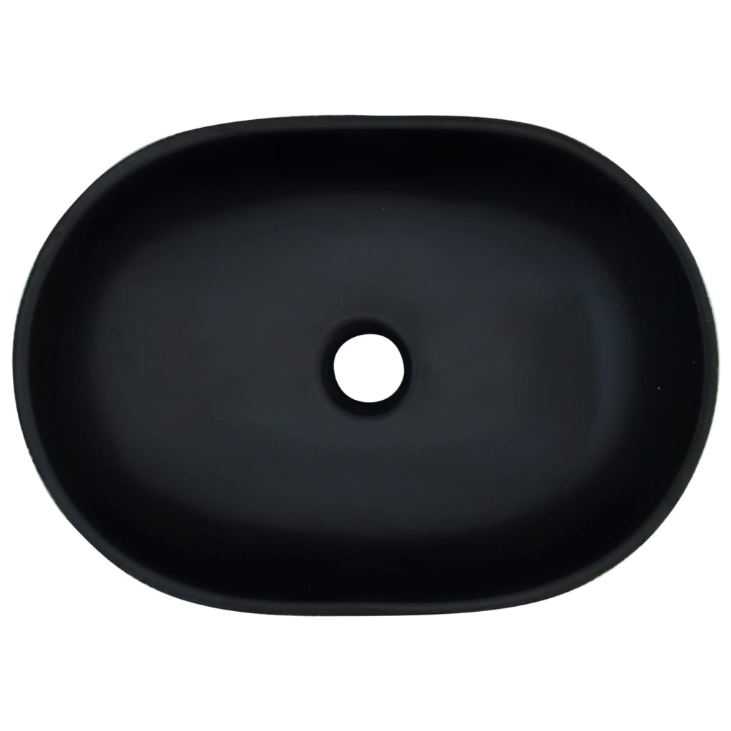 Opzetwasbak ovaal 47x33x13 cm keramiek zwart en grijs 47 x 33 x 13 cm Zwart en grijs