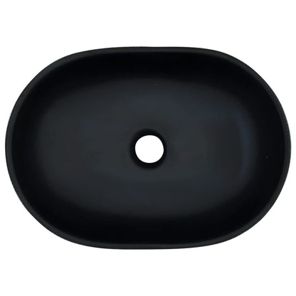 Opzetwasbak ovaal 47x33x13 cm keramiek zwart en grijs 47 x 33 x 13 cm Zwart en grijs
