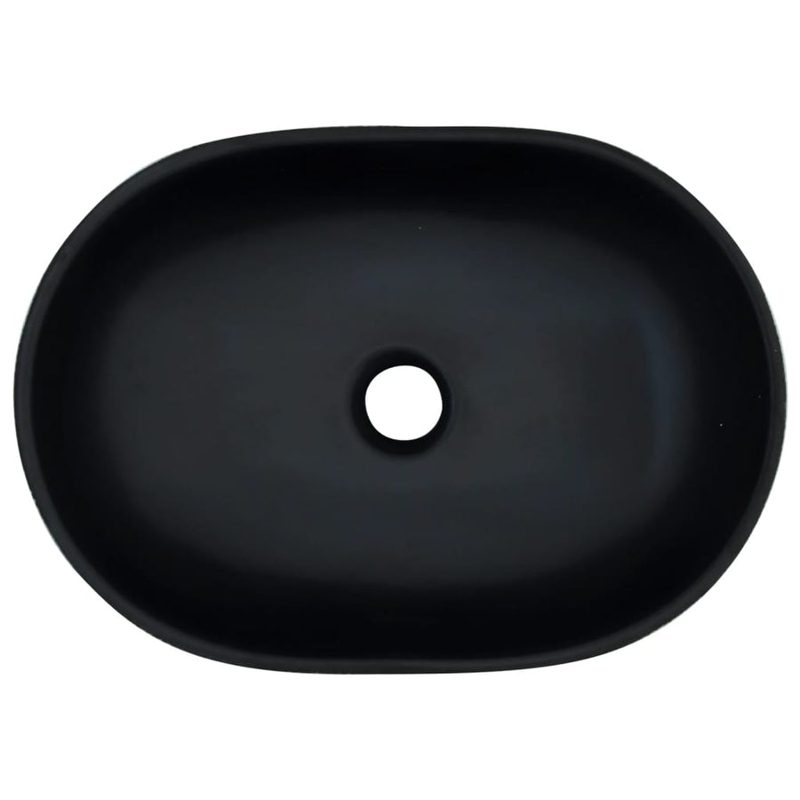 Opzetwasbak ovaal 47x33x13 cm keramiek zwart en grijs 47 x 33 x 13 cm Zwart en grijs