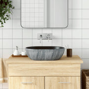 Opzetwasbak ovaal 47x33x13 cm keramiek zwart grijs