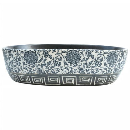 Opzetwasbak Ovaal Keramiek 47 x 33 x 13 cm Zwart en blauw