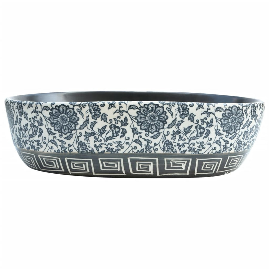 Opzetwasbak Ovaal Keramiek 47 x 33 x 13 cm Zwart en blauw