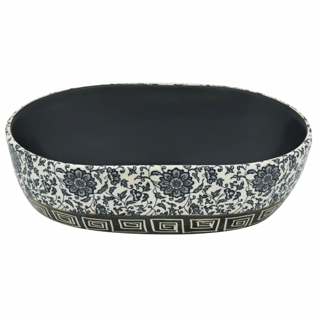 Opzetwasbak Ovaal Keramiek 47 x 33 x 13 cm Zwart en blauw