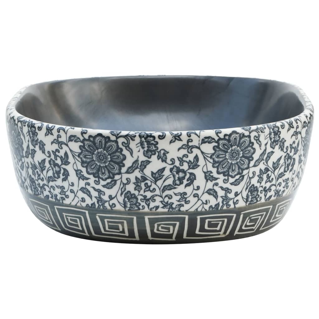Opzetwasbak Ovaal Keramiek 47 x 33 x 13 cm Zwart en blauw