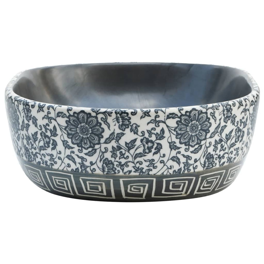 Opzetwasbak Ovaal Keramiek 47 x 33 x 13 cm Zwart en blauw