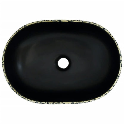 Opzetwasbak Ovaal Keramiek 47 x 33 x 13 cm Zwart en blauw