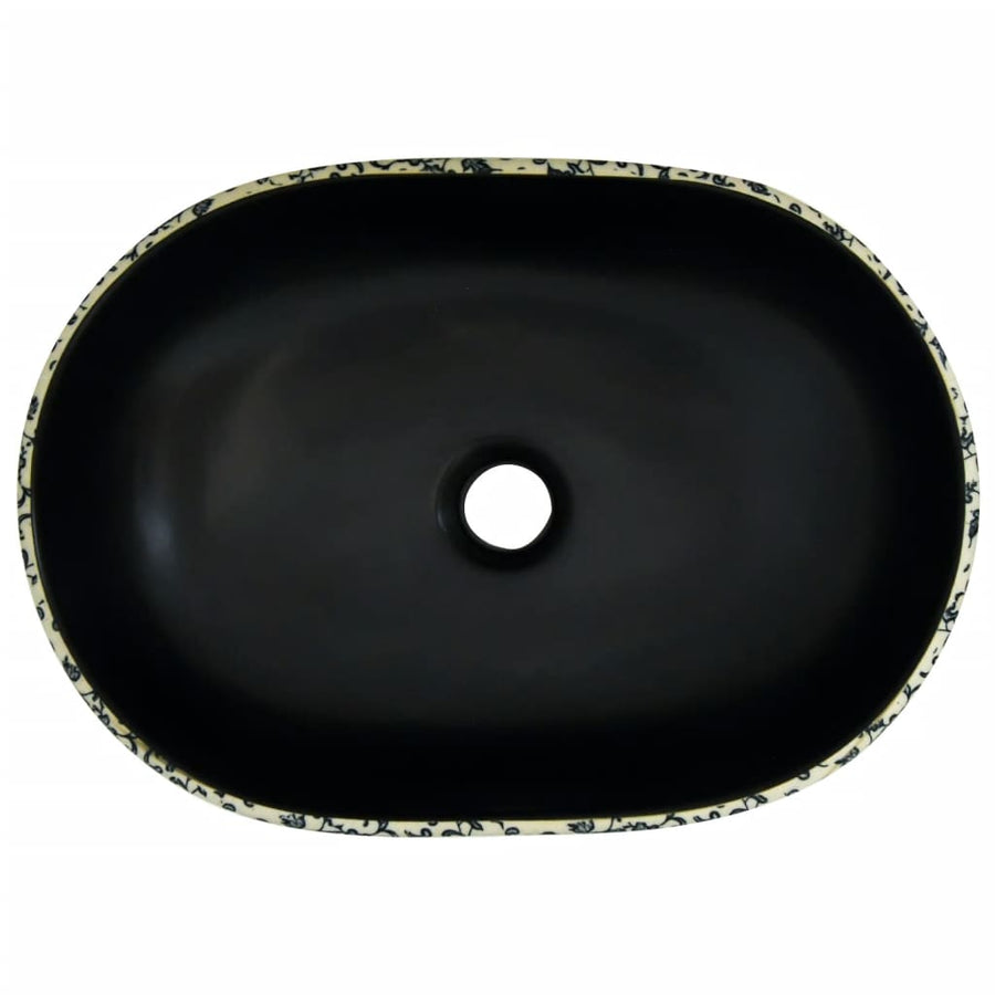 Opzetwasbak Ovaal Keramiek 47 x 33 x 13 cm Zwart en blauw