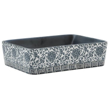 Opzetwasbak Rechthoekig 46X35,5X13 Cm Keramiek Zwart En Blauw
