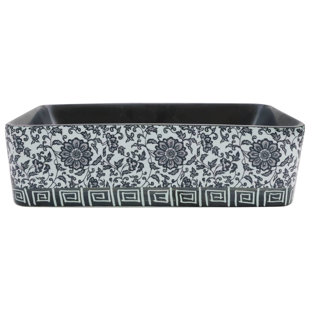 Opzetwasbak Rechthoekig 46X35,5X13 Cm Keramiek Zwart en blauw