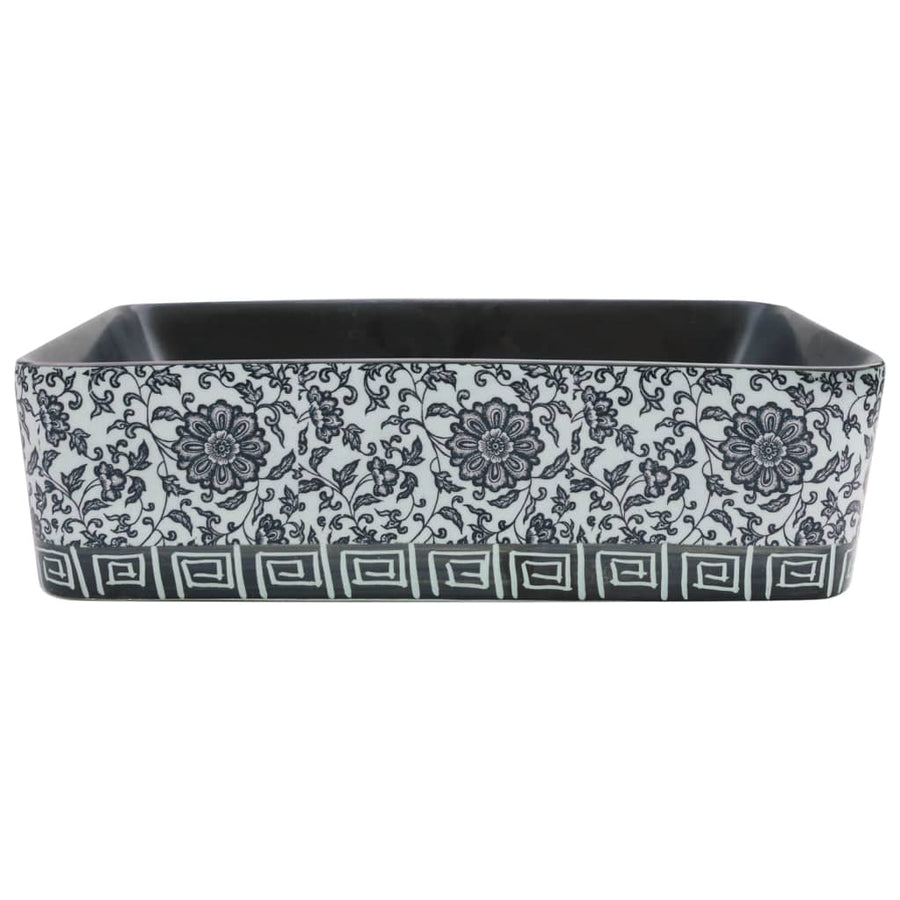 Opzetwasbak Rechthoekig 46X35,5X13 Cm Keramiek Zwart En Blauw