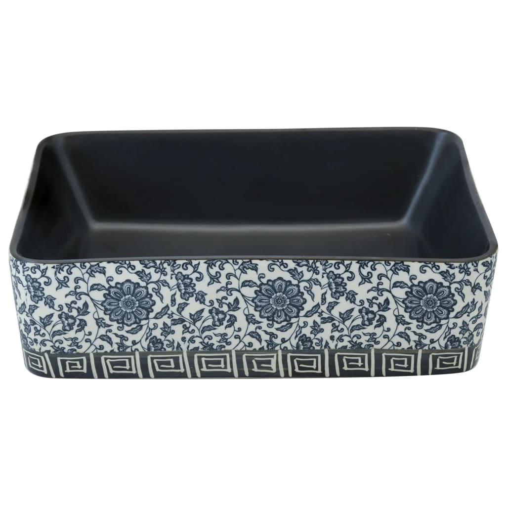 Opzetwasbak Rechthoekig 46X35,5X13 Cm Keramiek Zwart en blauw