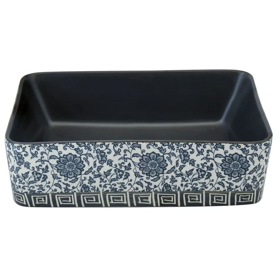 Opzetwasbak Rechthoekig 46X35,5X13 Cm Keramiek Zwart En Blauw