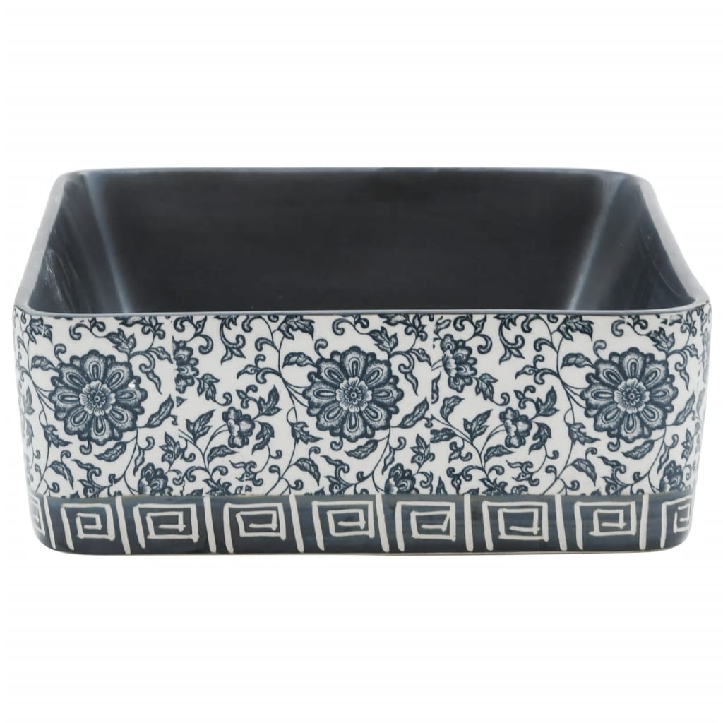 Opzetwasbak Rechthoekig 46X35,5X13 Cm Keramiek Zwart en blauw