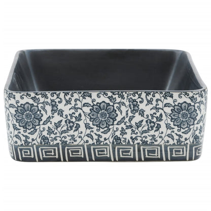 Opzetwasbak Rechthoekig 46X35,5X13 Cm Keramiek Zwart en blauw