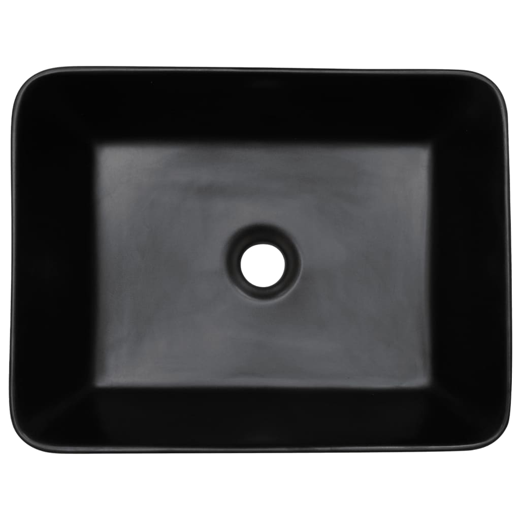 Opzetwasbak Rechthoekig 46X35,5X13 Cm Keramiek Zwart en blauw