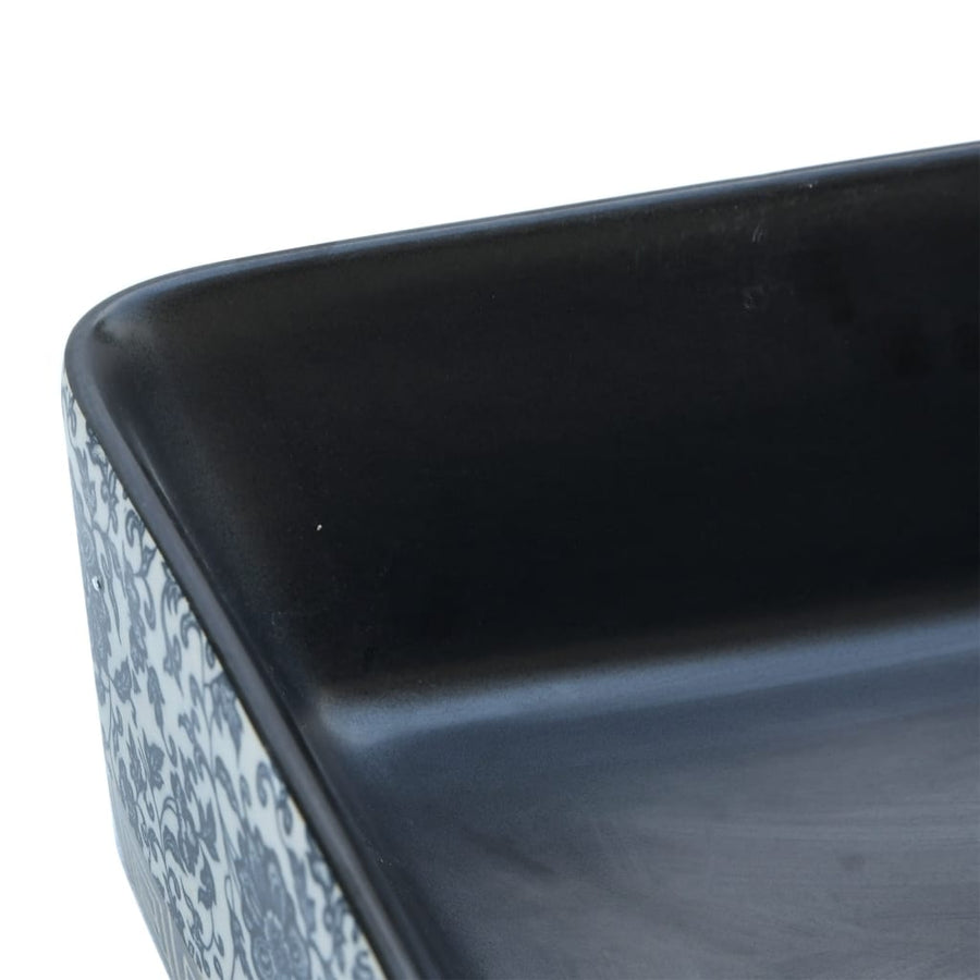 Opzetwasbak Rechthoekig 46X35,5X13 Cm Keramiek Zwart en blauw