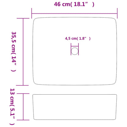 Opzetwasbak Rechthoekig 46X35,5X13 Cm Keramiek Zwart en blauw