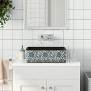 Rectangular countertop basin 46x35.5x13 cm ceramic black and blue
